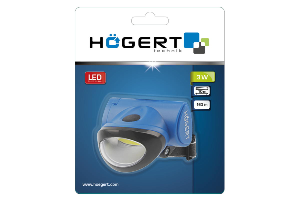 Hogert Headlamp,3x AAA 1.5V (without battery),3W,160lm,10m,IP20