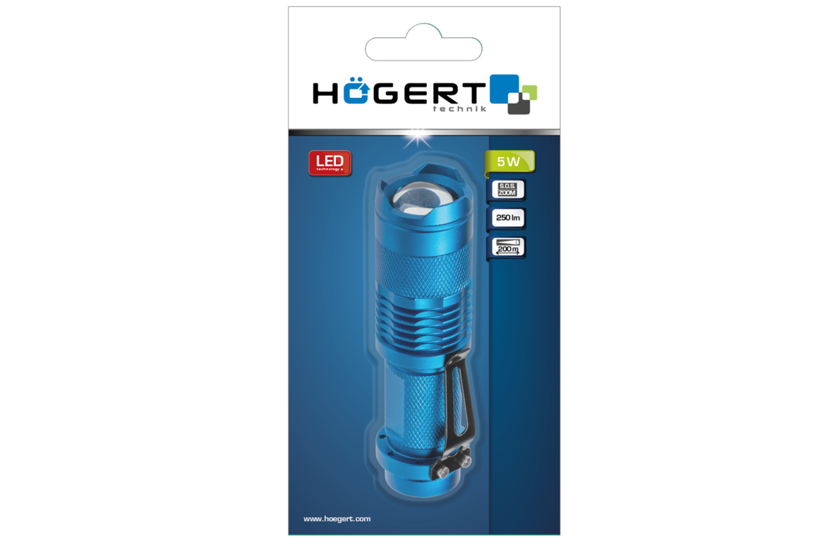 Hogert Aluminum pocket flashlight,1*AA/1*14500 3.7v(without battery),5W,250lm,IP20,200m