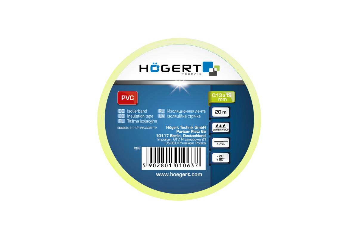 Hogert Insulating tape PVC, yellow-green
