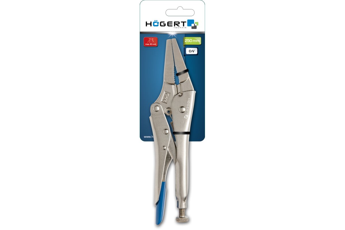 Hogert Locking pliers with long, straight jaws