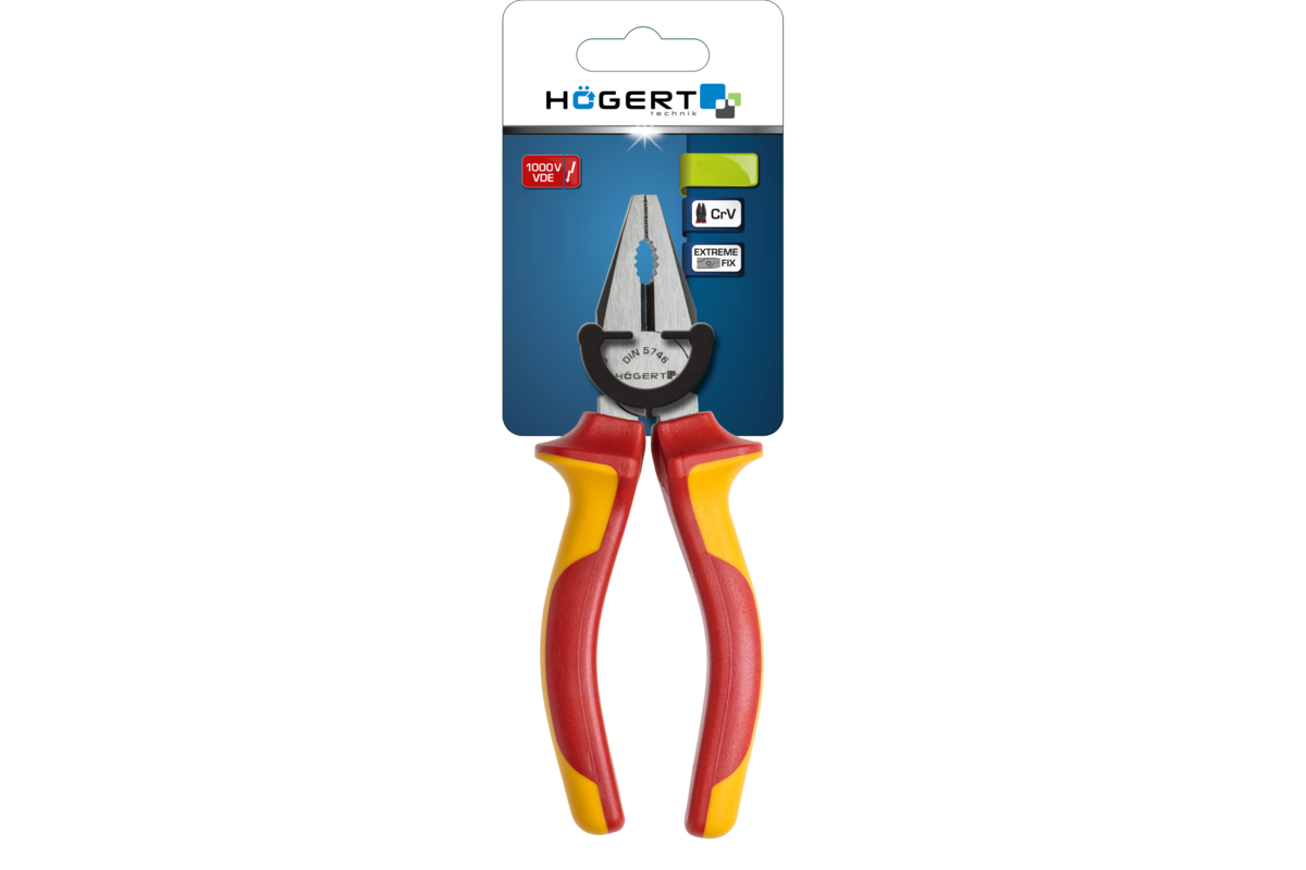 Hogert Insulated combination pliers 200 mm, 1000 V, VDE