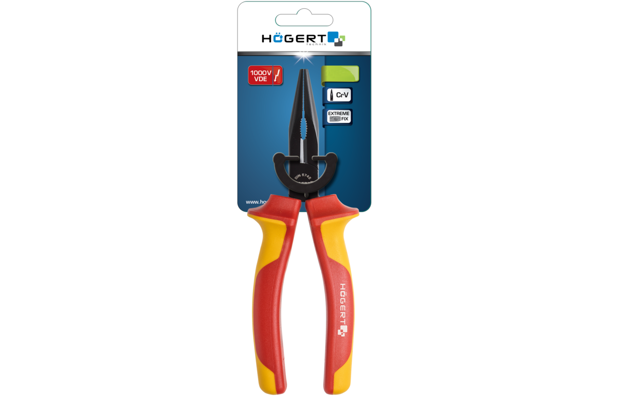 Hogert Long nose plier 160 mm, 1000V