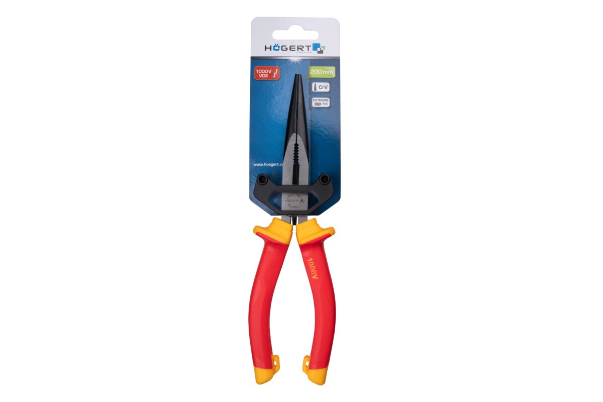 Hogert Long nose plier 200 mm, 1000V