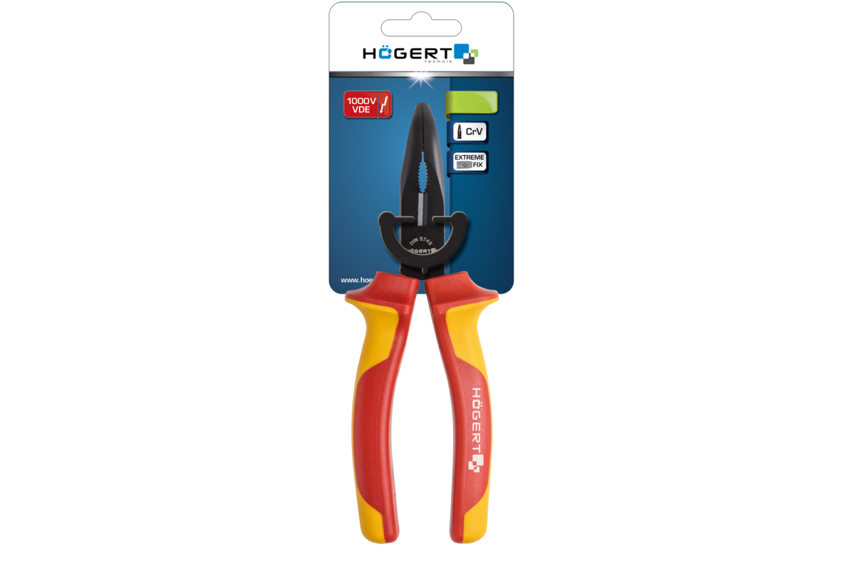 Hogert Bent nose plier 200 mm, 1000V