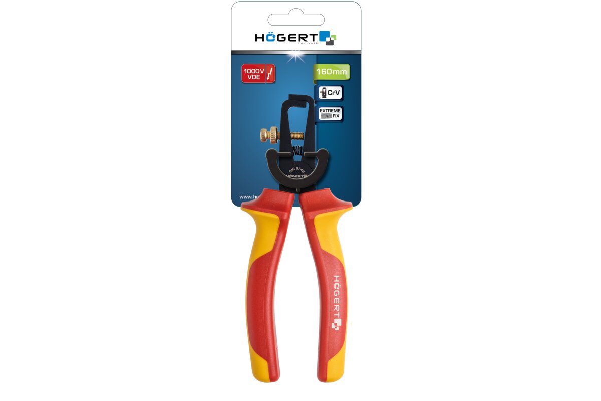 Hogert Insulated wire stripper pliers 160 mm, VDE, 1000 V