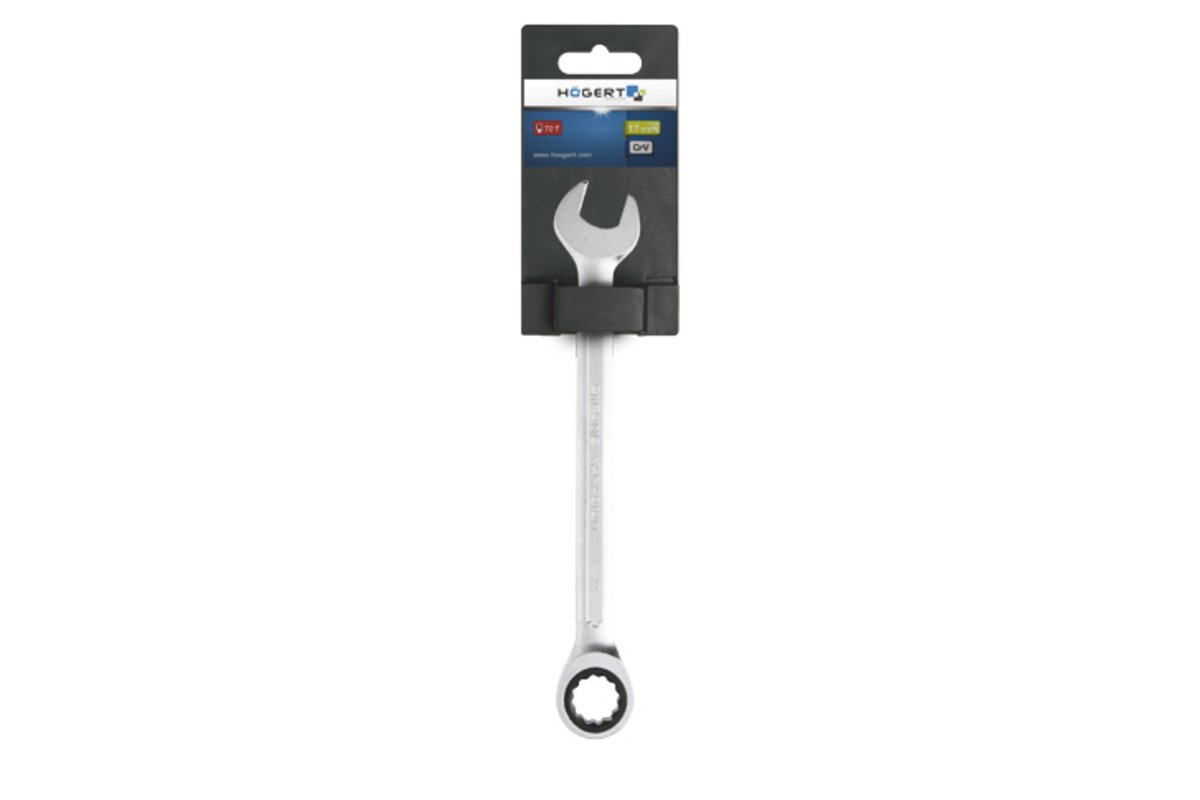 Hogert Combination ratchet spanner, CrV steel, 6 mm, 72T