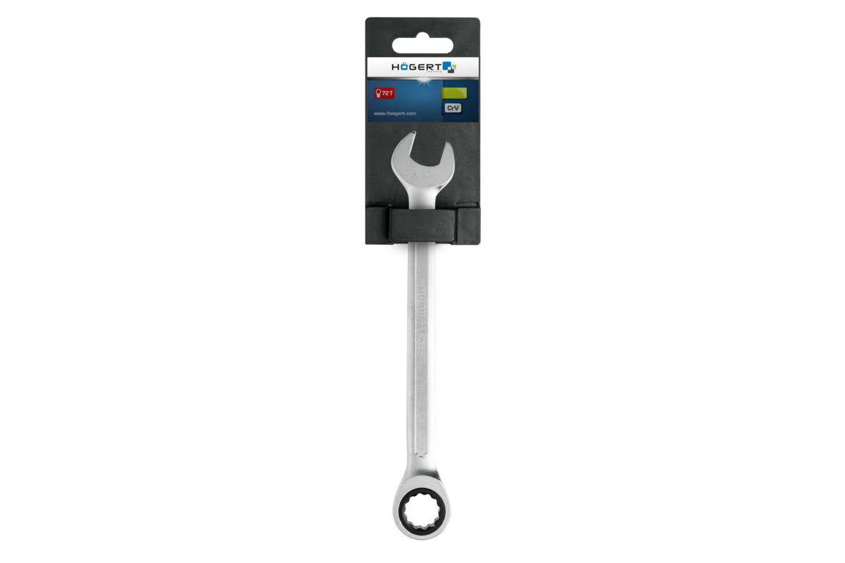 Hogert Combination ratchet spanner, CrV steel, 11 mm, 72T