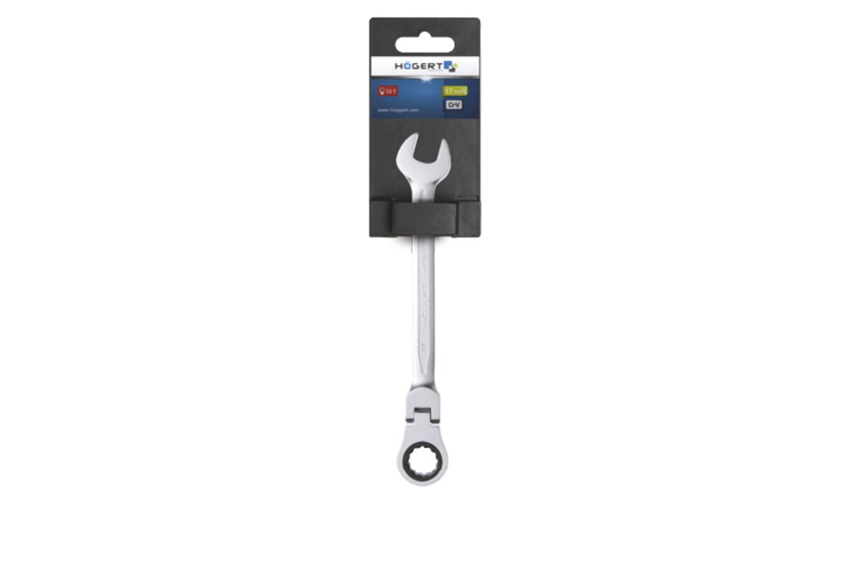 Hogert Combination ratchet spanner with flex head, CrV steel, 8 mm, 72T��