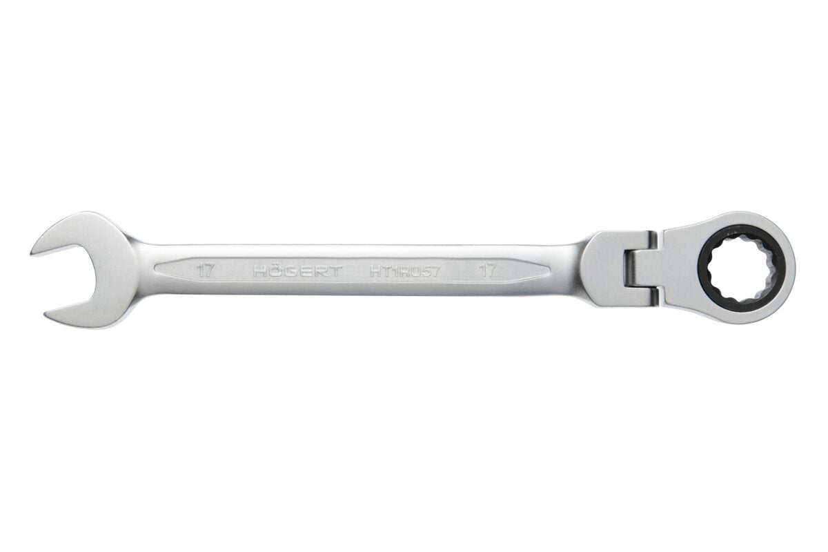 Hogert Combination ratchet spanner with flex head, CrV steel, 12 mm, 72T��