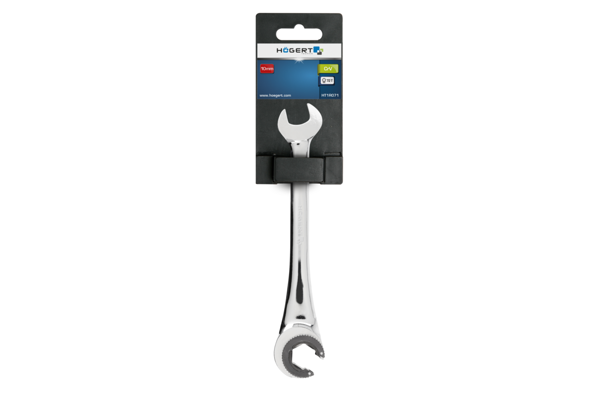 Semi-open wrench with ratchet 10 mm