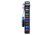 Hogert Color coded sockets set with ratchet handle 1/2", CrV steel, 72T, 11 pcs