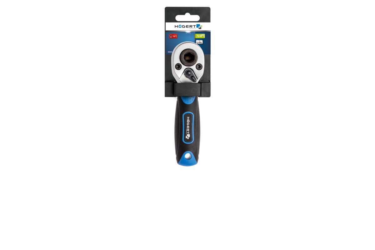 Ratchet handle 1/4?, 72 teeth, for bits and sockets, CrMo