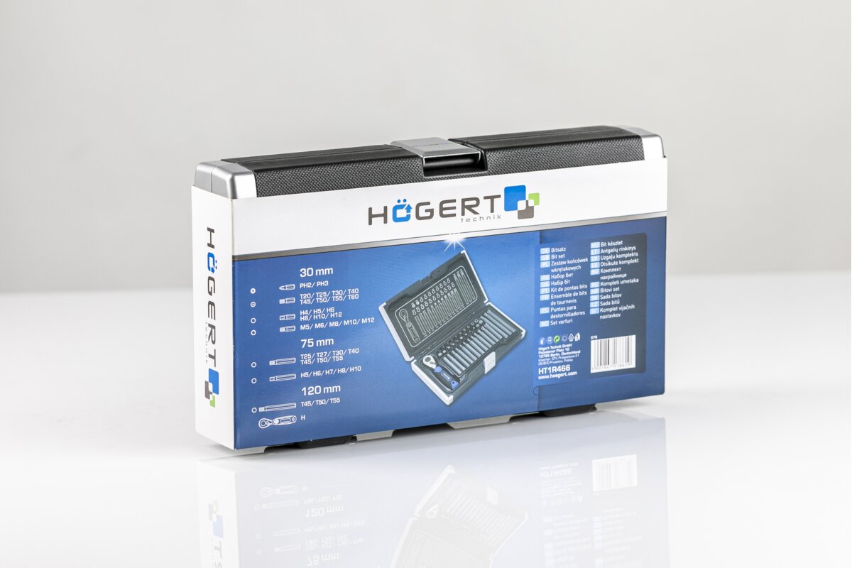 Hogert 37-piece screwdriver bits set with ratchet handle