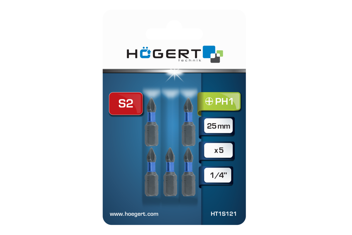 Hogert Power screwdriver bit PH1 25mm 5 PCS