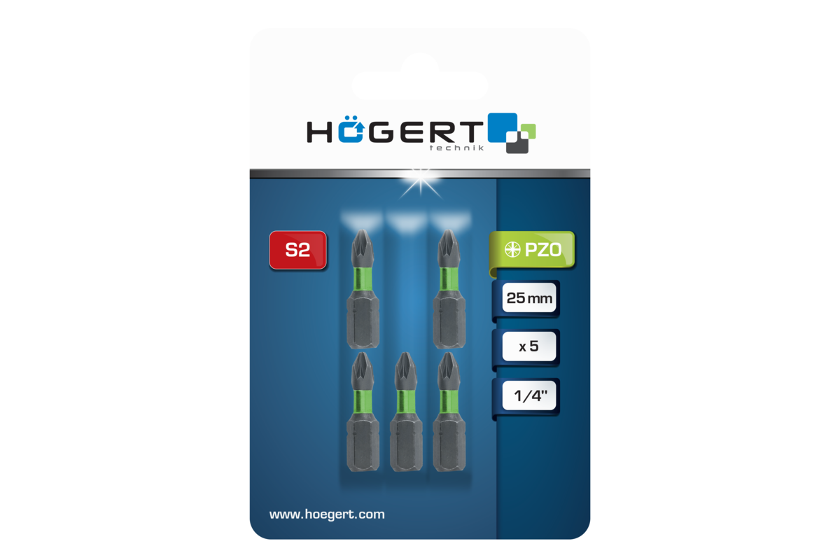Hogert Power screwdriver bit PZ0 25mm 5 PCS