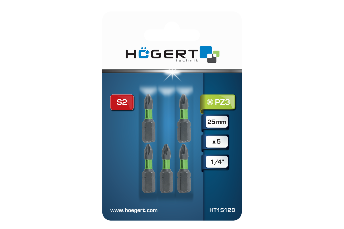 Hogert Power screwdriver bit PZ3 25mm 5 PCS