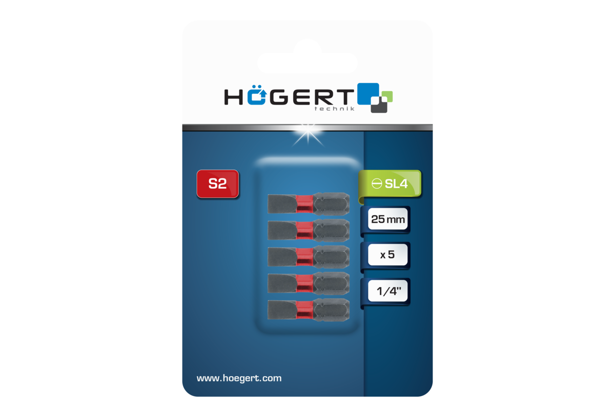 Hogert Power screwdriver bit SL 4 25mm 5 PCS