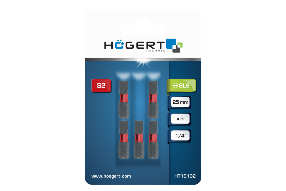 Hogert Power screwdriver bit SL 6 25mm 5 PCS