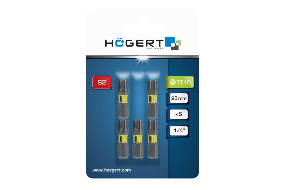 Hogert Power screwdriver bit Torx TT10 25mm 5 PCS