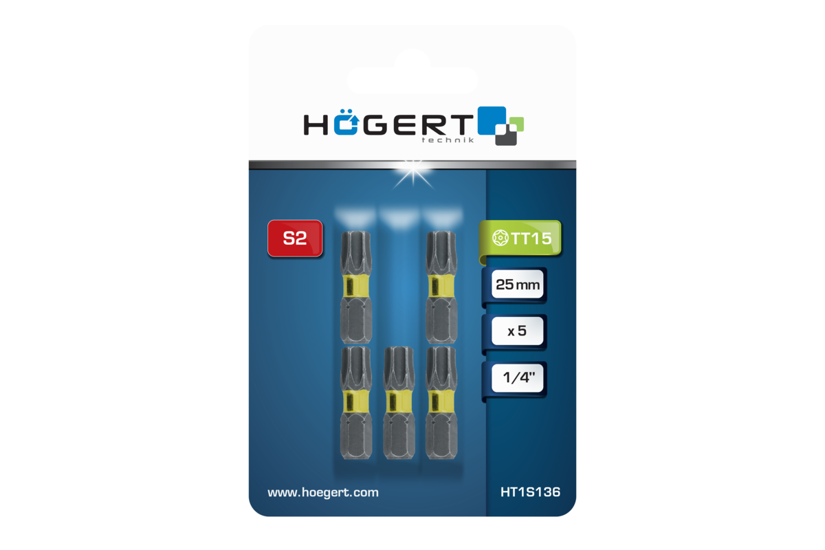 Hogert Power screwdriver bit Torx TT15 25mm 5 PCS