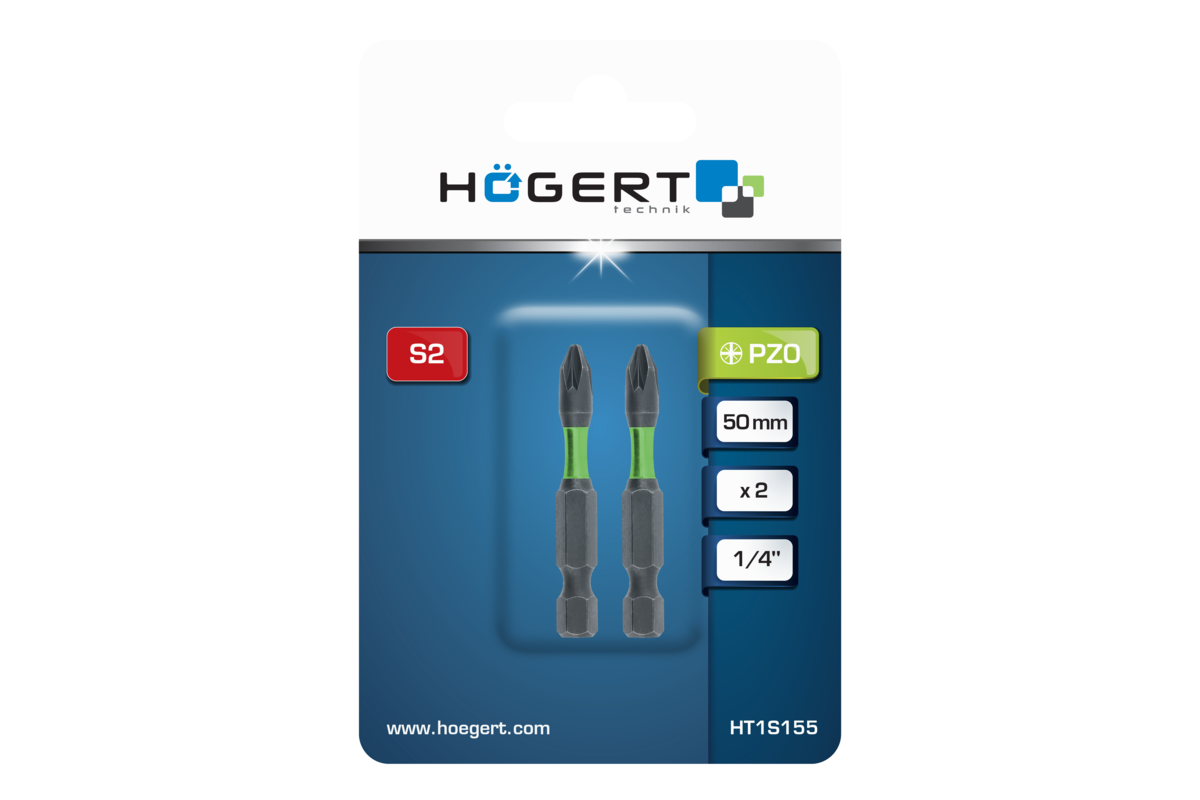 Hogert Power screwdriver bit PZ0 50mm 2 PCS