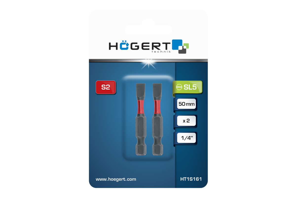 Hogert Power screwdriver bit SL 5 50mm 2 PCS