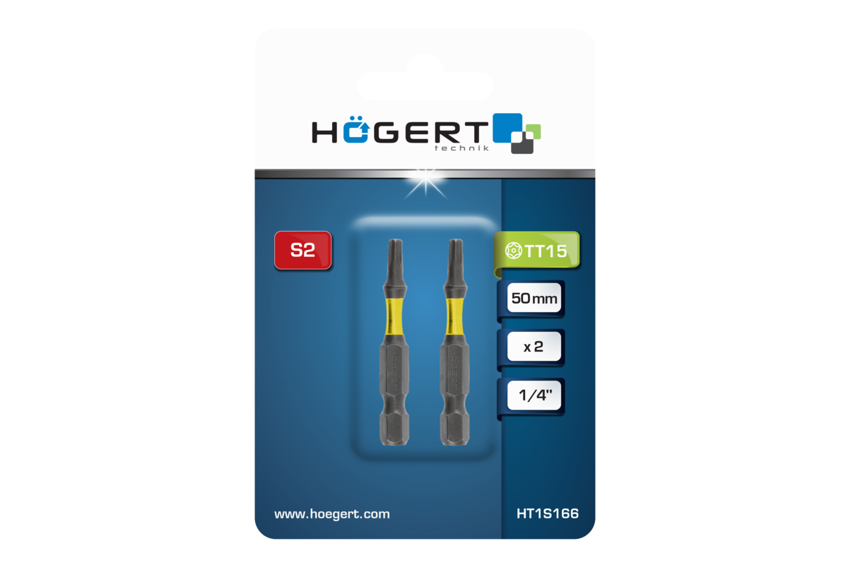 Hogert Power screwdriver bit Torx TT15 50mm 2 PCS