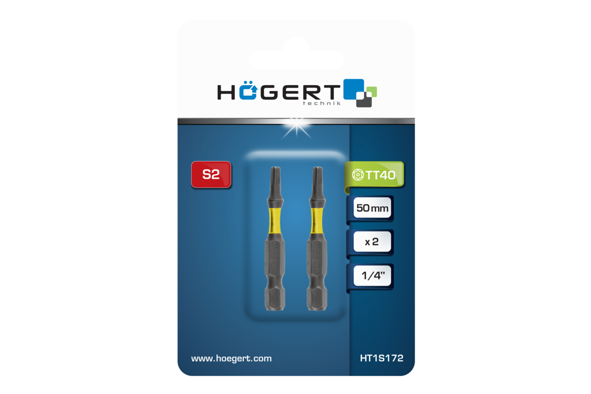 Hogert Power screwdriver bit Torx TT40 50mm 2 PCS