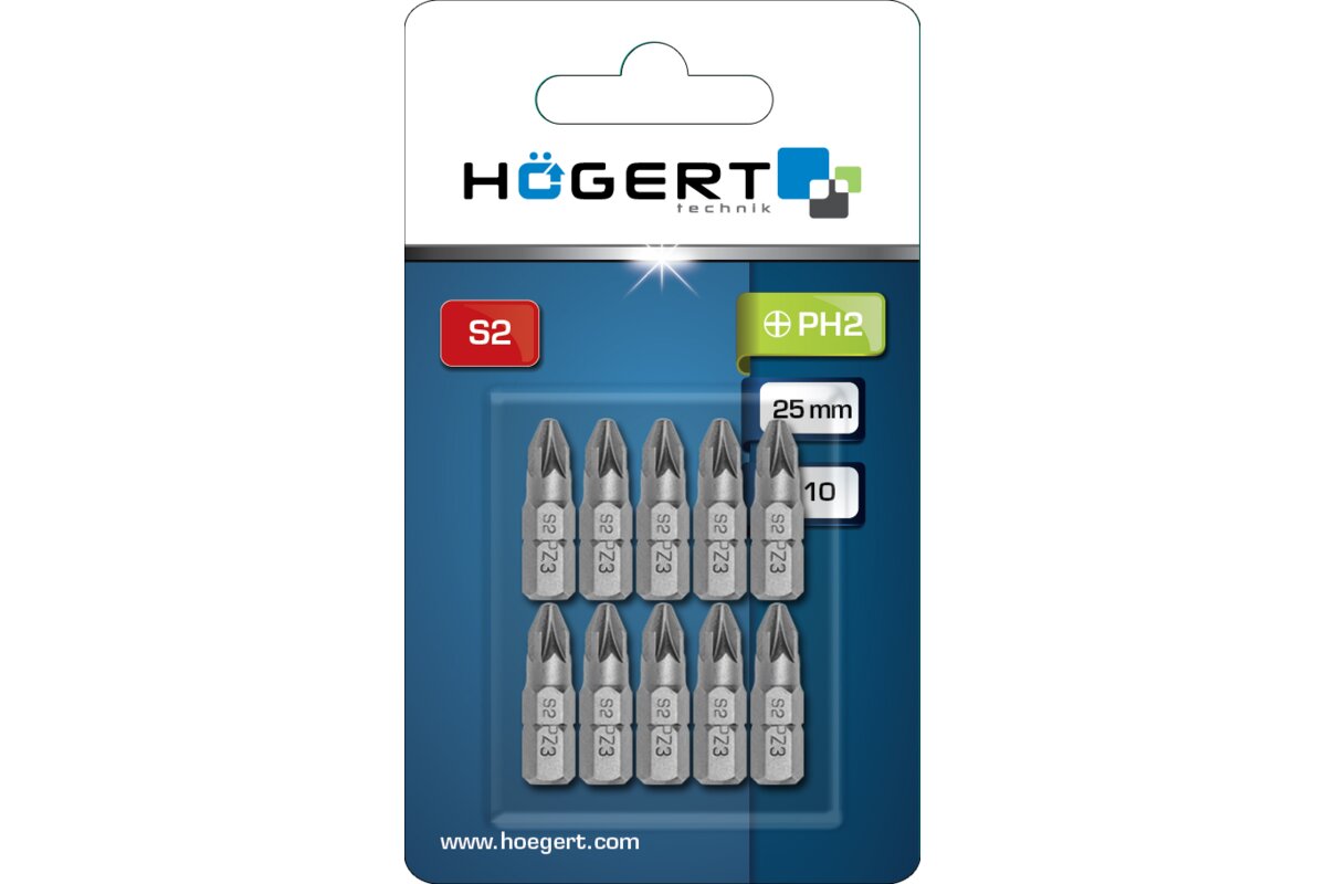 Screwdriver bit, PH2, 25 mm, 10-piece blister