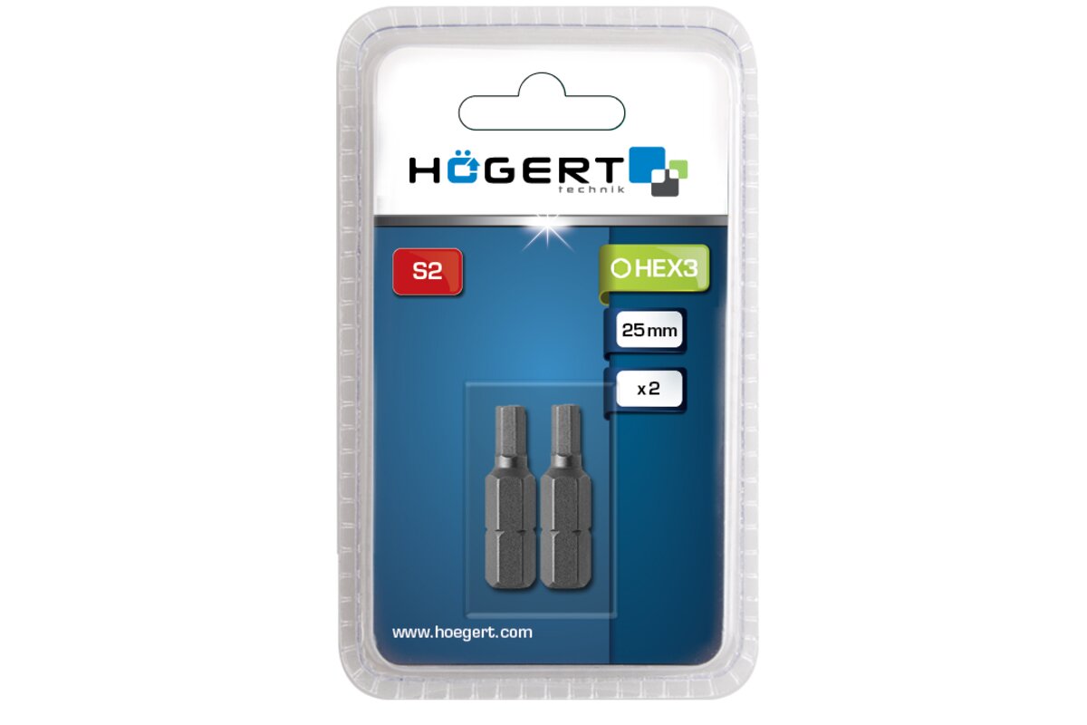 Screwdriver bit HEX4, 25 mm, 2- piece blister