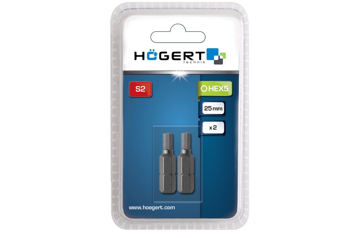 Screwdriver bit HEX5, 25 mm, 2- piece blister