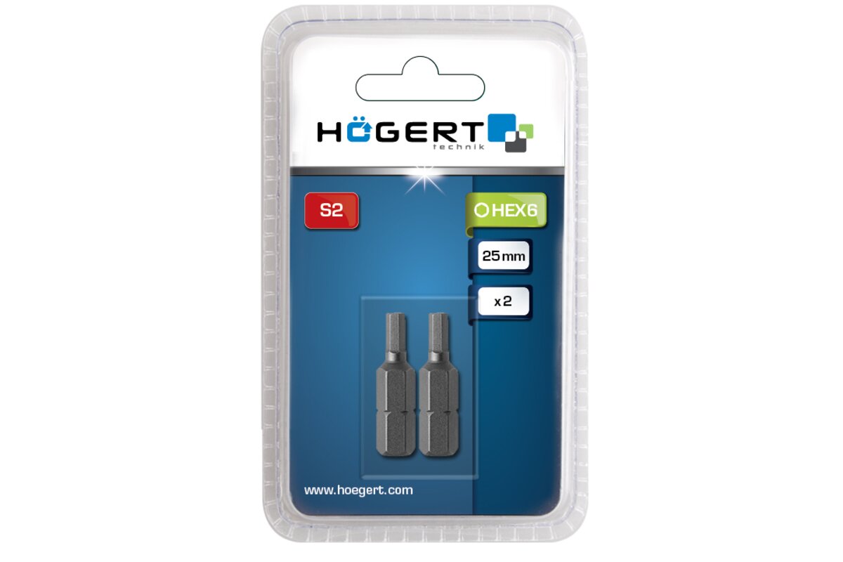 Screwdriver bit HEX6, 25 mm, 2- piece blister