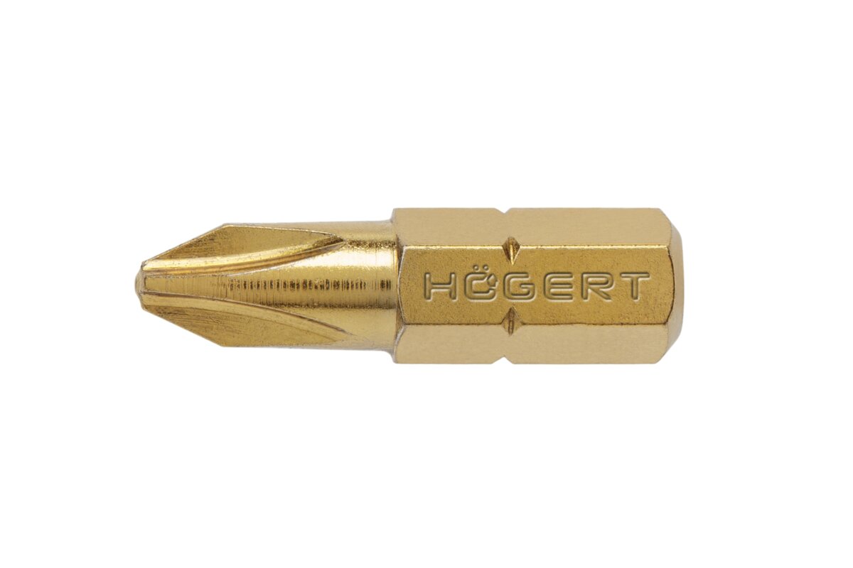 Screwdriver bit, PH2 25 mm, S2 steel, titanium coated, 5- piece blister