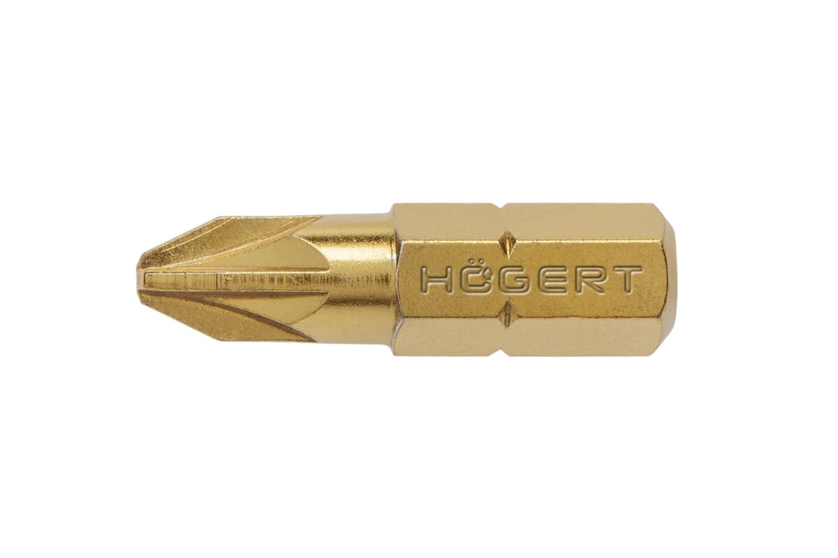 Screwdriver bit, PZ2 25 mm, S2 steel, titanium coated, 5- piece blister