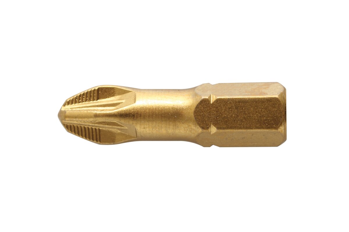 Screwdriver bit, PZ3 25 mm, S2 steel, titanium coated, 5- piece blister