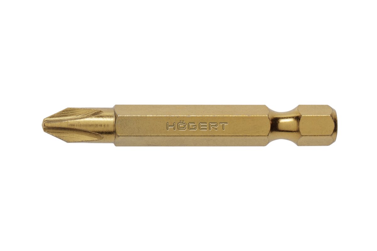 Screwdriver bit, PH2 50 mm, S2 steel, titanium coated, 2- piece blister
