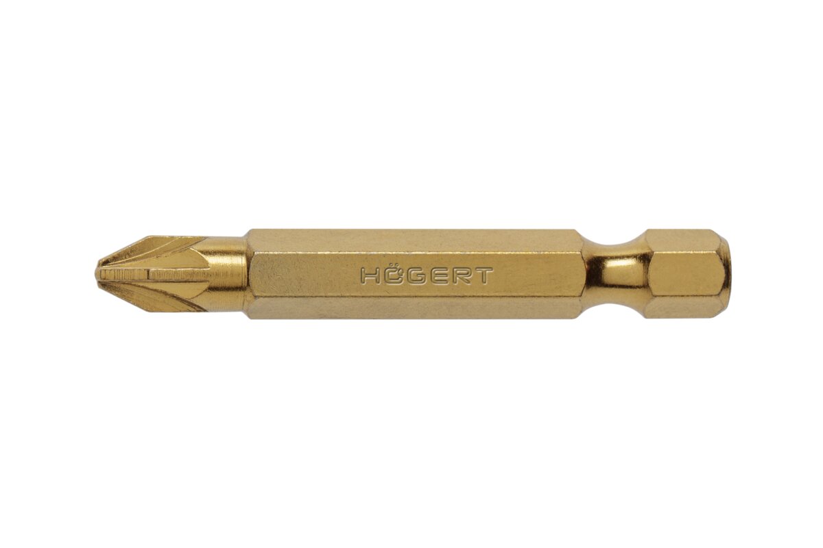 Screwdriver bit, PZ2 50 mm, S2 steel, titanium coated, 2- piece blister
