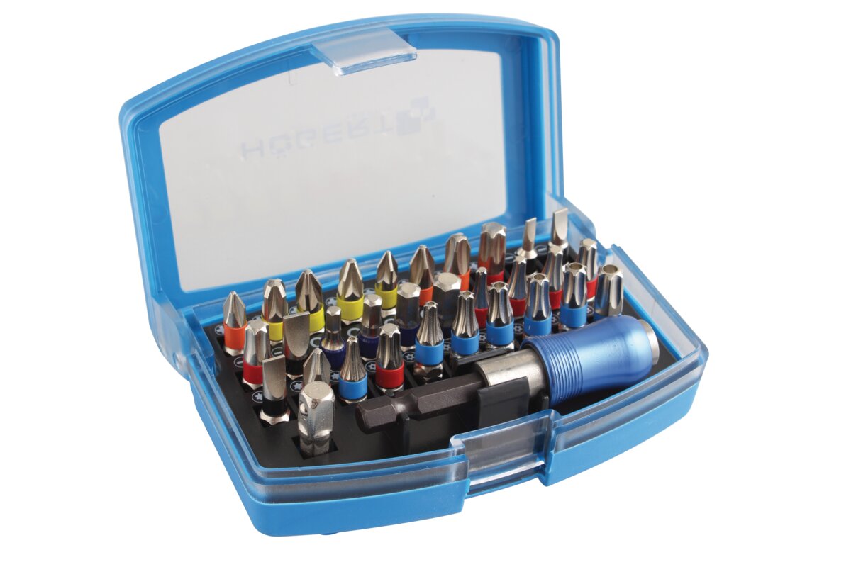 Hogert 32-piece screwdriver bits set, S2 steel