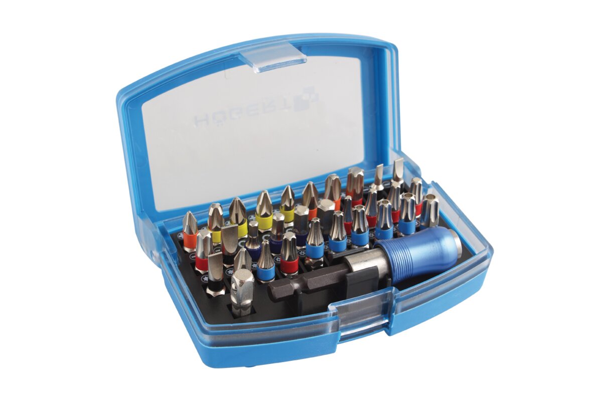 Hogert 32-piece screwdriver bits set, S2 steel