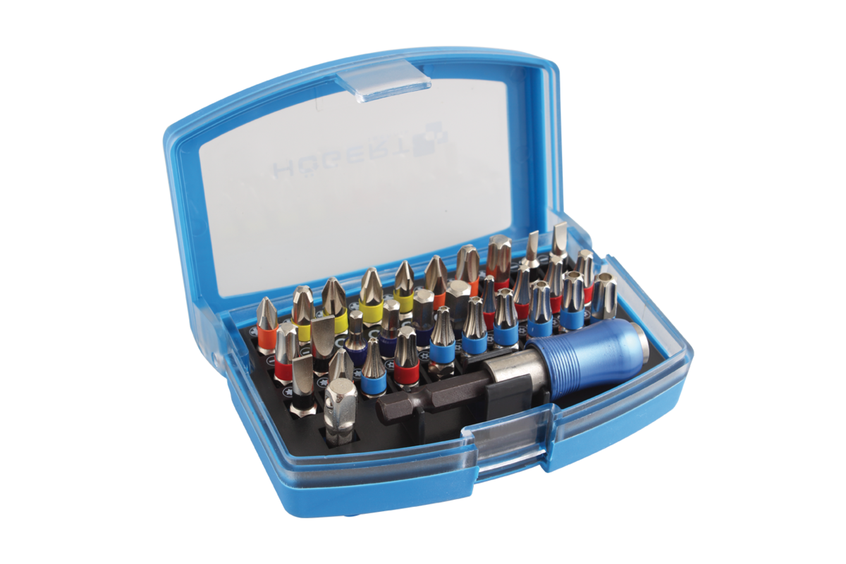 Hogert 32-piece screwdriver bits set, S2 steel