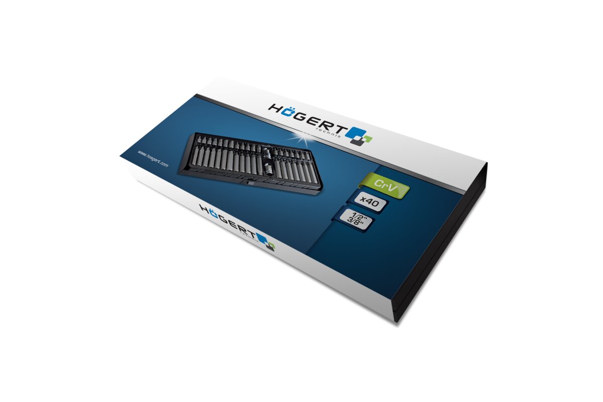 Hogert 40-piece screwdriver bits set, metal box
