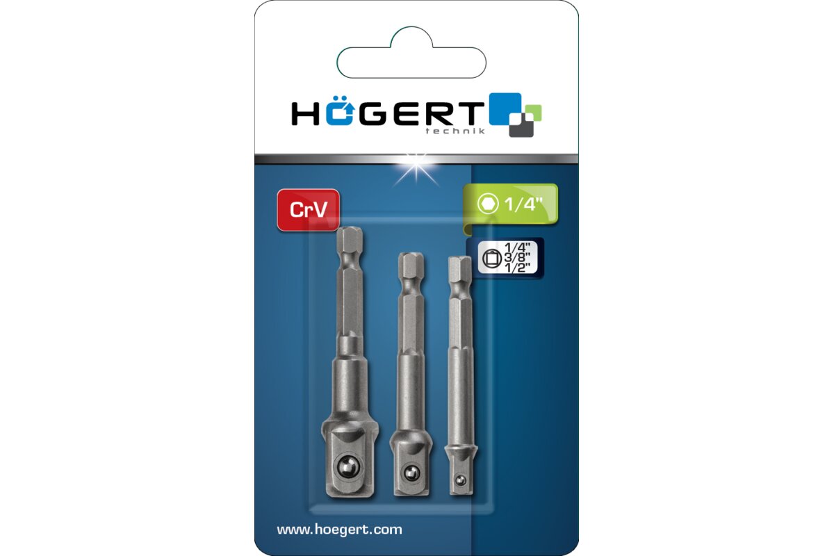 Socket bit adapters, 1/4?, 3/8?, 1/2