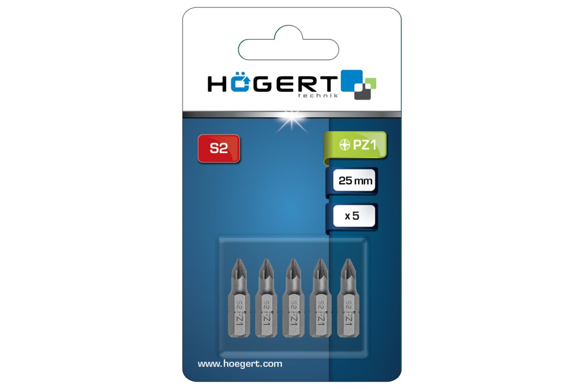 Screwdriver bit PZ1, 25 mm, S2 steek, PROFI, 5 pcs