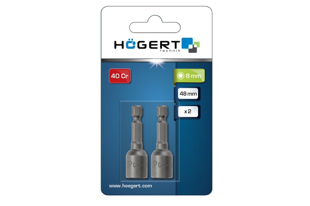 Hogert Magnetic sockets 8 mm, 1/4", 2 pc