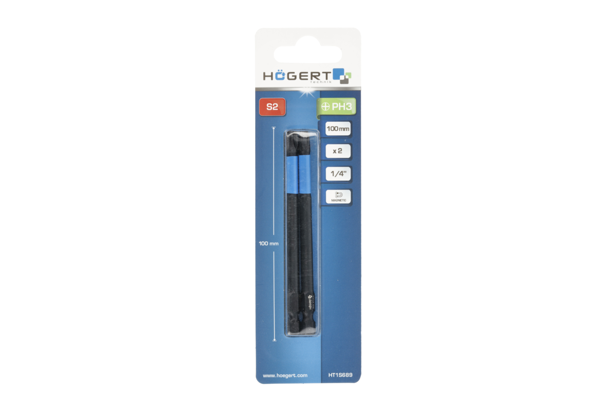 Hogert PH3 Impact Bit 100 mm 2 pcs