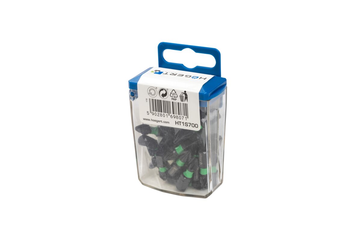 Hogert Impact bits 20 pcs PZ2 25 mm