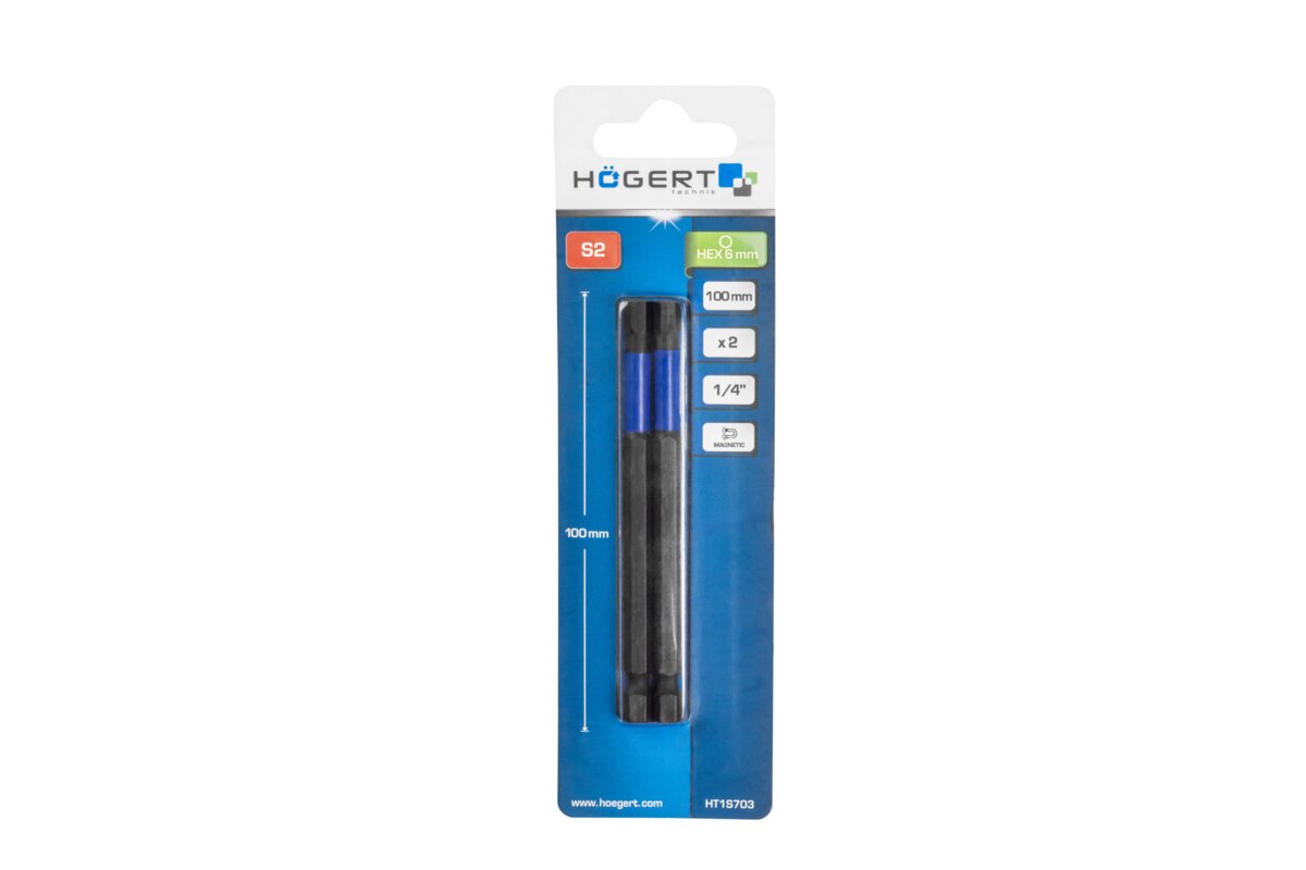 Hogert HEX Impact Bits 6 100 mm blister 2 pcs