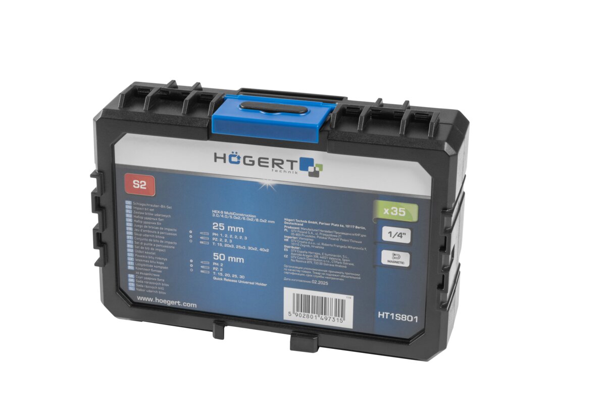 Hogert 35pcs. Impact Bits set with multimaterial drill bits