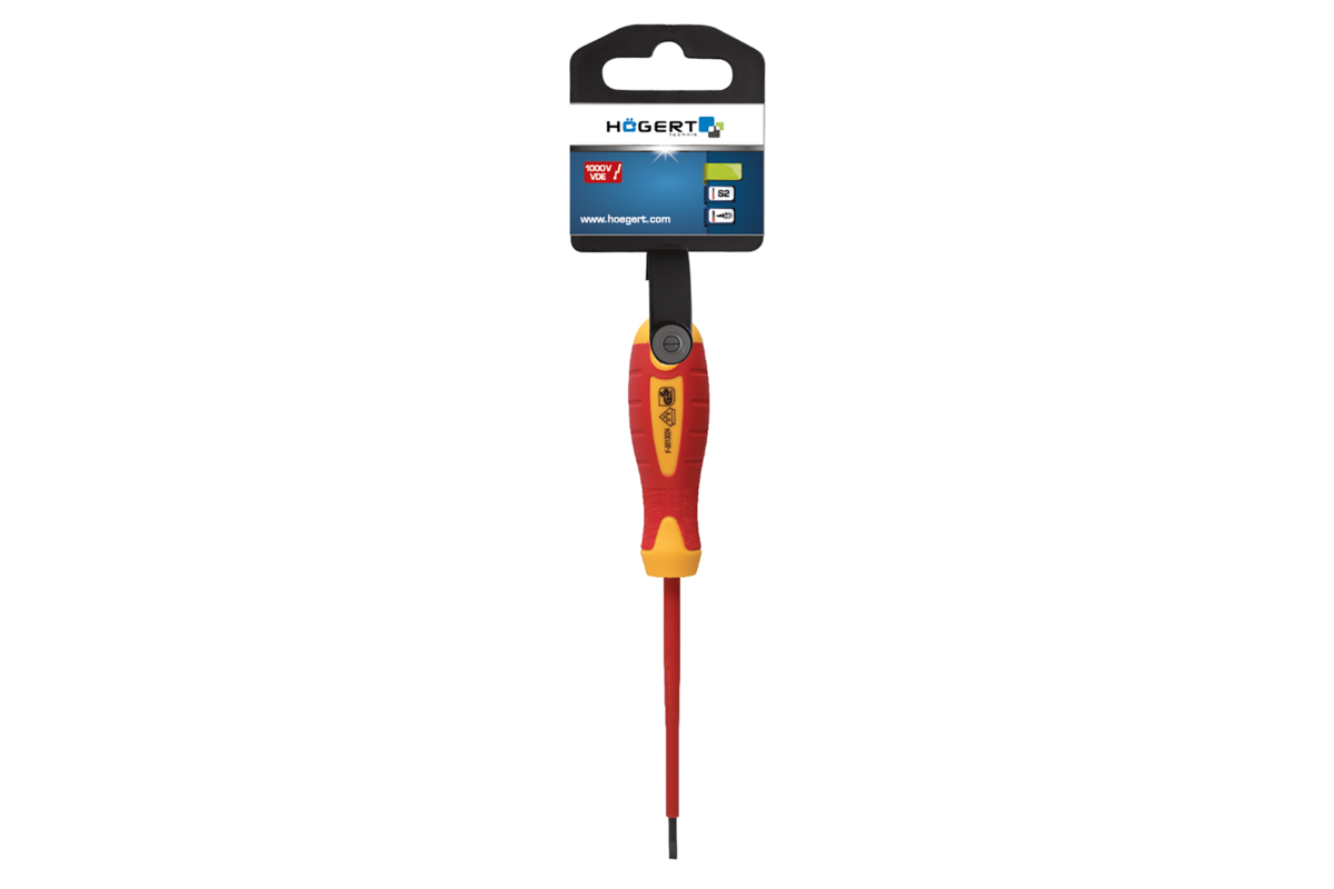 Hogert Insulated slotted screwdriver  5,5 x 125 mm, 1000 V, S2 steel