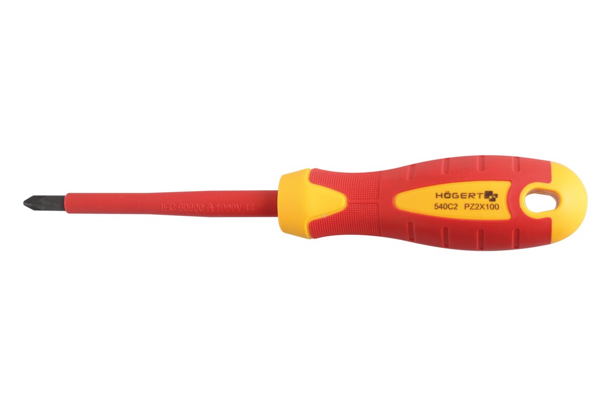 Hogert Insulated screwdriver PZ0 60 mm, 1000 V, S2 steel